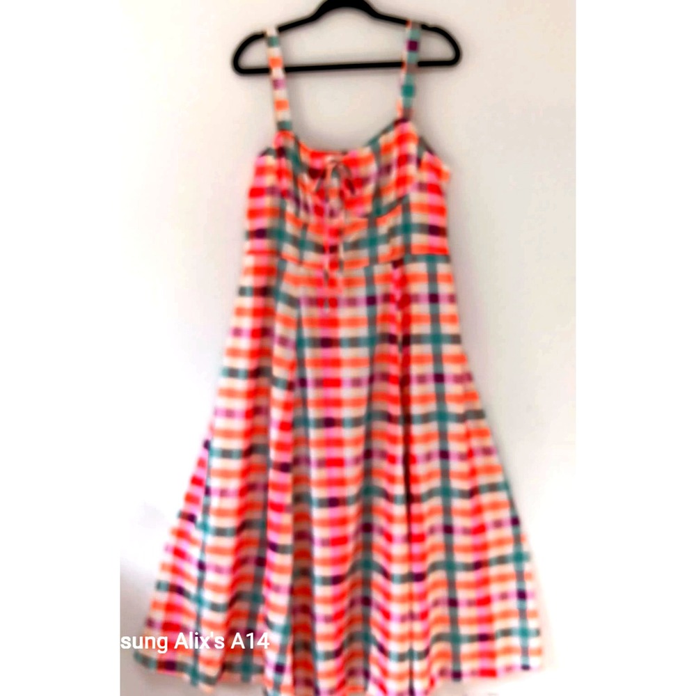 Shein Curve 2XL Plaid‎ Maxi Dress Plus Size Multicolor Sleeveless Casual Boho